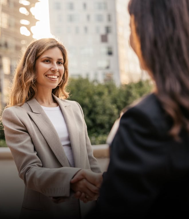 woman shaking hands